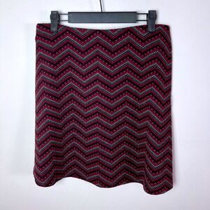 LOFT Zigzag Chevron Pattern Mini Skirt Red Gray Black, Size S